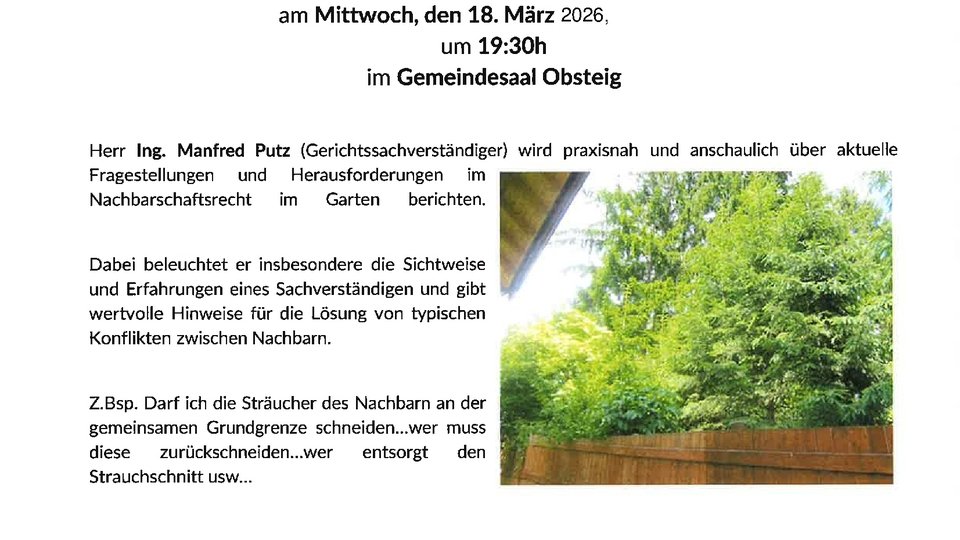 Nachbarschaftsrecht aus Sicht eines Sachverständigen