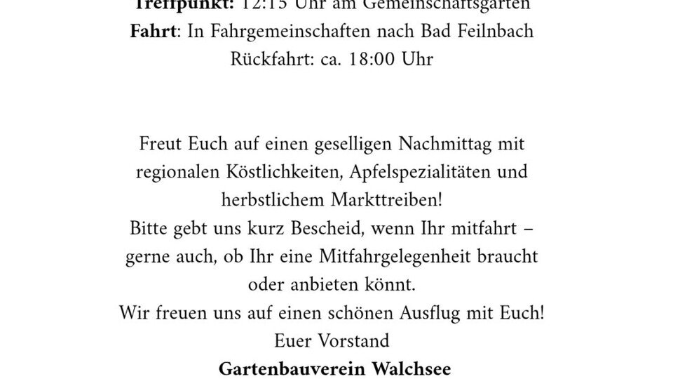 Vereinsausflug "Apfelmarkt Bad Feilnbach"